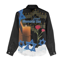 Israel Memorial Day Women Casual Shirt Red Everlasting Flower With Candle Light