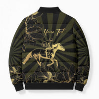Personalized Louisiana Horse Racing Bomber Puffer Jacket 113th Anniversary Magnolia Blossom
