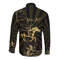 Personalized Louisiana Horse Racing Long Sleeve Button Shirt 113th Anniversary Magnolia Blossom