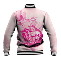 Personalized Louisiana Horse Racing Derby Baseball Jacket Magnolia Blossom Horseshoe Pastel Pink