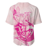Personalized Louisiana Horse Racing Derby Baseball Jersey Magnolia Blossom Horseshoe Pastel Pink
