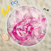 Personalized Louisiana Horse Racing Derby Beach Blanket Magnolia Blossom Horseshoe Pastel Pink
