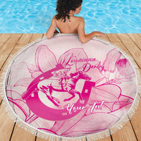 Personalized Louisiana Horse Racing Derby Beach Blanket Magnolia Blossom Horseshoe Pastel Pink