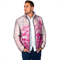 Personalized Louisiana Horse Racing Derby Padded Jacket Magnolia Blossom Horseshoe Pastel Pink