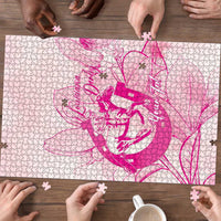 Personalized Louisiana Horse Racing Derby Puzzle Magnolia Blossom Horseshoe Pastel Pink