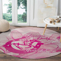 Personalized Louisiana Horse Racing Derby Round Carpet Magnolia Blossom Horseshoe Pastel Pink