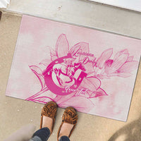 Personalized Louisiana Horse Racing Derby Rubber Doormat Magnolia Blossom Horseshoe Pastel Pink