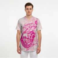 Personalized Louisiana Horse Racing Derby Scrub Top Magnolia Blossom Horseshoe Pastel Pink