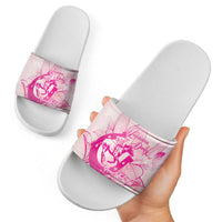 Personalized Louisiana Horse Racing Derby Slide Sandals Magnolia Blossom Horseshoe Pastel Pink