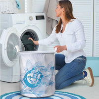 Personalized Louisiana Horse Racing Derby Laundry Basket Magnolia Blossom Horseshoe Pastel Blue
