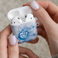 Personalized Louisiana Horse Racing Derby AirPods Case Magnolia Blossom Horseshoe Pastel Blue