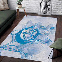 Personalized Louisiana Horse Racing Derby Area Rug Magnolia Blossom Horseshoe Pastel Blue