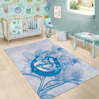 Personalized Louisiana Horse Racing Derby Area Rug Magnolia Blossom Horseshoe Pastel Blue