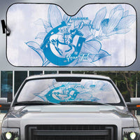Personalized Louisiana Horse Racing Derby Auto Sun Shade Magnolia Blossom Horseshoe Pastel Blue