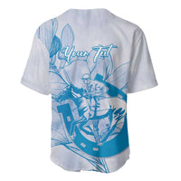 Personalized Louisiana Horse Racing Derby Baseball Jersey Magnolia Blossom Horseshoe Pastel Blue