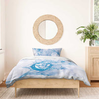 Personalized Louisiana Horse Racing Derby Bedding Set Magnolia Blossom Horseshoe Pastel Blue