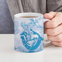 Personalized Louisiana Horse Racing Derby Ceramic Mug Magnolia Blossom Horseshoe Pastel Blue