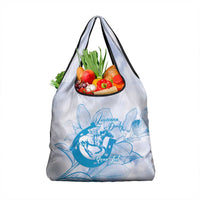 Personalized Louisiana Horse Racing Derby Grocery Bag Magnolia Blossom Horseshoe Pastel Blue