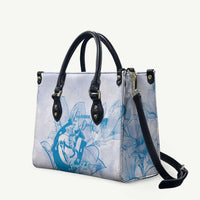 Personalized Louisiana Horse Racing Derby Leather Bag Magnolia Blossom Horseshoe Pastel Blue