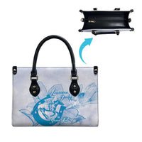 Personalized Louisiana Horse Racing Derby Leather Bag Magnolia Blossom Horseshoe Pastel Blue