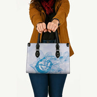 Personalized Louisiana Horse Racing Derby Leather Bag Magnolia Blossom Horseshoe Pastel Blue
