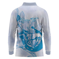 Personalized Louisiana Horse Racing Derby Long Sleeve Polo Shirt Magnolia Blossom Horseshoe Pastel Blue