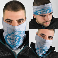 Personalized Louisiana Horse Racing Derby Neck Gaiter Magnolia Blossom Horseshoe Pastel Blue