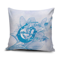 Personalized Louisiana Horse Racing Derby Pillow Cover Magnolia Blossom Horseshoe Pastel Blue