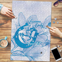 Personalized Louisiana Horse Racing Derby Puzzle Magnolia Blossom Horseshoe Pastel Blue
