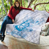 Personalized Louisiana Horse Racing Derby Quilt Magnolia Blossom Horseshoe Pastel Blue