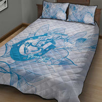 Personalized Louisiana Horse Racing Derby Quilt Bed Set Magnolia Blossom Horseshoe Pastel Blue