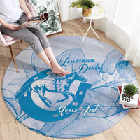 Personalized Louisiana Horse Racing Derby Round Carpet Magnolia Blossom Horseshoe Pastel Blue