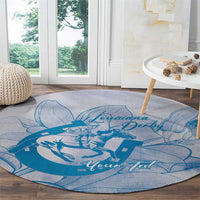 Personalized Louisiana Horse Racing Derby Round Carpet Magnolia Blossom Horseshoe Pastel Blue