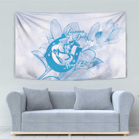 Personalized Louisiana Horse Racing Derby Tapestry Magnolia Blossom Horseshoe Pastel Blue