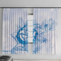 Personalized Louisiana Horse Racing Derby Window Curtain Magnolia Blossom Horseshoe Pastel Blue