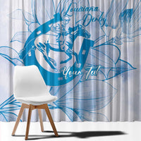 Personalized Louisiana Horse Racing Derby Window Curtain Magnolia Blossom Horseshoe Pastel Blue