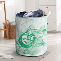 Personalized Louisiana Horse Racing Derby Laundry Basket Magnolia Blossom Horseshoe Pastel Green