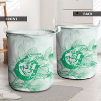Personalized Louisiana Horse Racing Derby Laundry Basket Magnolia Blossom Horseshoe Pastel Green