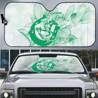 Personalized Louisiana Horse Racing Derby Auto Sun Shade Magnolia Blossom Horseshoe Pastel Green
