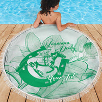 Personalized Louisiana Horse Racing Derby Beach Blanket Magnolia Blossom Horseshoe Pastel Green