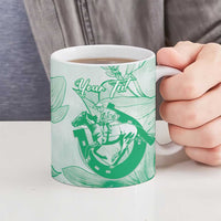Personalized Louisiana Horse Racing Derby Ceramic Mug Magnolia Blossom Horseshoe Pastel Green