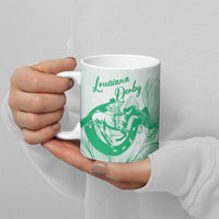 Personalized Louisiana Horse Racing Derby Ceramic Mug Magnolia Blossom Horseshoe Pastel Green