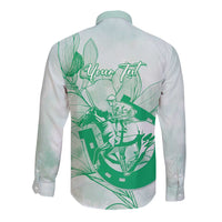 Personalized Louisiana Horse Racing Derby Long Sleeve Button Shirt Magnolia Blossom Horseshoe Pastel Green