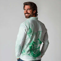 Personalized Louisiana Horse Racing Derby Long Sleeve Polo Shirt Magnolia Blossom Horseshoe Pastel Green