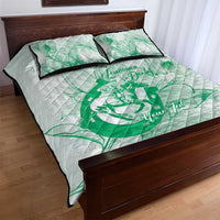 Personalized Louisiana Horse Racing Derby Quilt Bed Set Magnolia Blossom Horseshoe Pastel Green