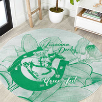 Personalized Louisiana Horse Racing Derby Round Carpet Magnolia Blossom Horseshoe Pastel Green