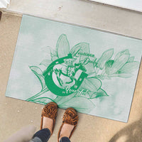 Personalized Louisiana Horse Racing Derby Rubber Doormat Magnolia Blossom Horseshoe Pastel Green