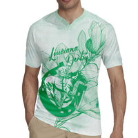 Personalized Louisiana Horse Racing Derby Rugby Jersey Magnolia Blossom Horseshoe Pastel Green