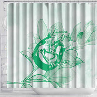Personalized Louisiana Horse Racing Derby Shower Curtain Magnolia Blossom Horseshoe Pastel Green