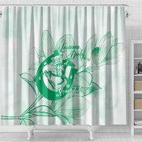 Personalized Louisiana Horse Racing Derby Shower Curtain Magnolia Blossom Horseshoe Pastel Green